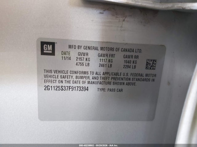 Chevrolet Impala 2lt 2015 2G1125S37F9173394 Image 9
