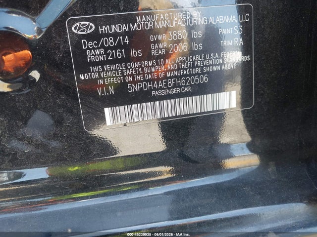 5NPDH4AE8FH620506 Hyundai ELANTRA SE