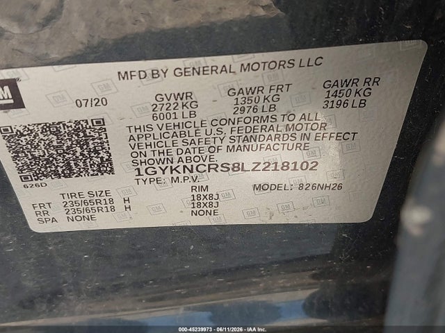 Продажа на аукционе авто 2020 Cadillac Xt5 Fwd Premium Luxury, vin: 1GYKNCRS8LZ218102, номер лота: 45239973