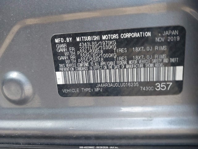 Продаж на аукціоні авто 2020 Mitsubishi Outlander Sport 2.0 Se Awc, vin: JA4AR3AU0LU016235, номер лоту: 45239982