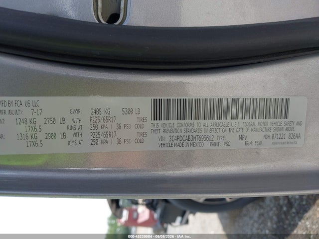 Aukcja sprzedaży 2017 Dodge Journey Se, vin: 3C4PDCAB3HT695612, numer aukcji: 45239984