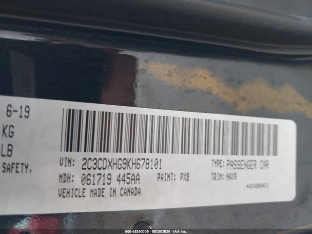 Aukcja sprzedaży 2019 Dodge Charger Gt Rwd, vin: 2C3CDXHG9KH678101, numer aukcji: 45240005