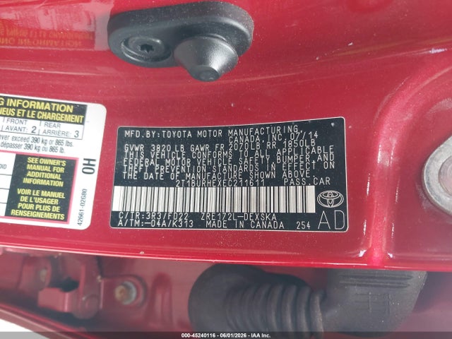2T1BURHEXEC211611 Toyota Corolla S Plus