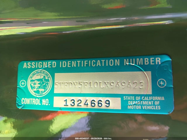 45240237 :رقم المزاد ، 5TFDY5F10LX949423 vin ، 2020 Toyota Tundra Trd Pro مزاد بيع