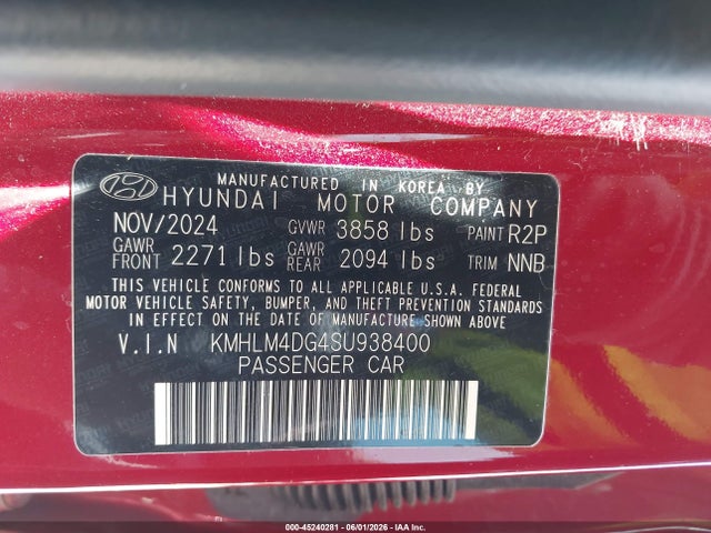 Продаж на аукціоні авто 2025 Hyundai Elantra Sel Sport, vin: KMHLM4DG4SU938400, номер лоту: 45240281
