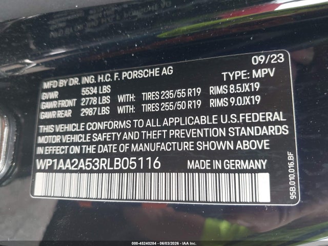 Продаж на аукціоні авто 2024 Porsche Macan T, vin: WP1AA2A53RLB05116, номер лоту: 45240284