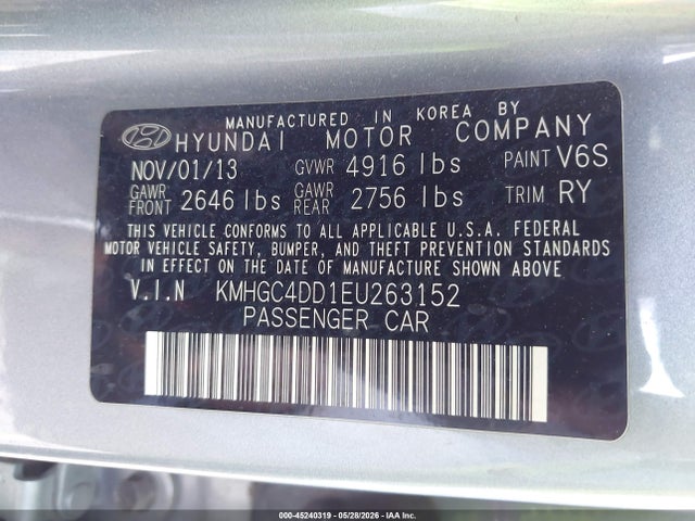 Aukcja sprzedaży 2014 Hyundai Genesis 3.8, vin: KMHGC4DD1EU263152, numer aukcji: 45240319