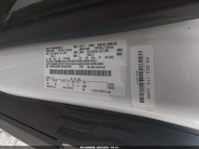 Ford Transit-350 Xl 2018 1FBZX2ZM7JKA39795 Image 9