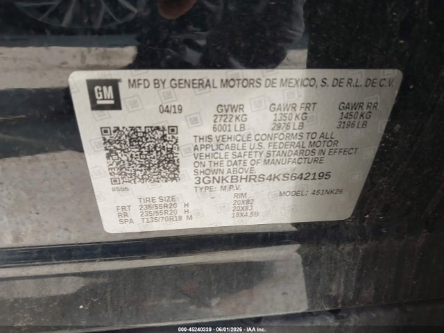 Продаж на аукціоні авто 2019 Chevrolet Blazer, vin: 3GNKBHRS4KS642195, номер лоту: 45240339