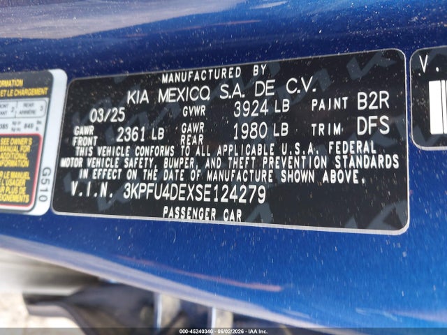 Aukcja sprzedaży 2025 Kia K4 Ex, vin: 3KPFU4DEXSE124279, numer aukcji: 45240340