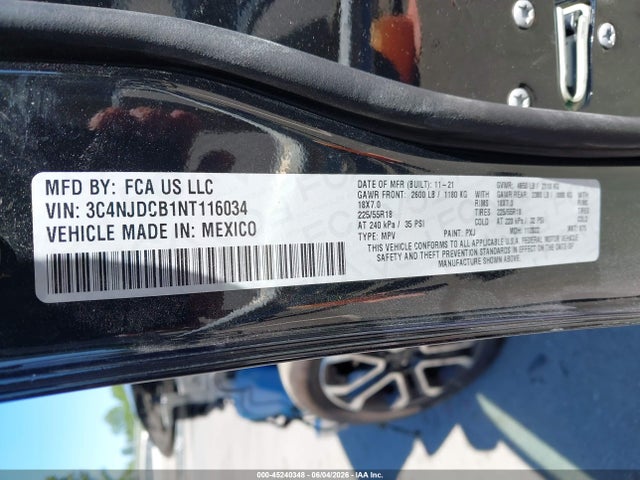Aukcja sprzedaży 2022 Jeep Compass Limited 4x4, vin: 3C4NJDCB1NT116034, numer aukcji: 45240348