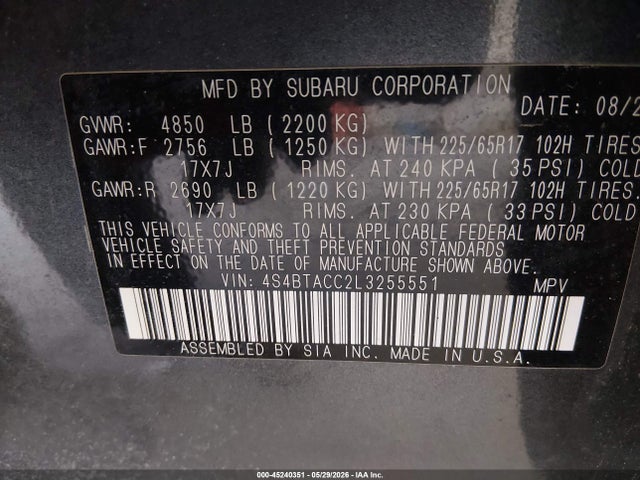 Subaru Outback Premium 2020 4S4BTACC2L3255551 Image 9