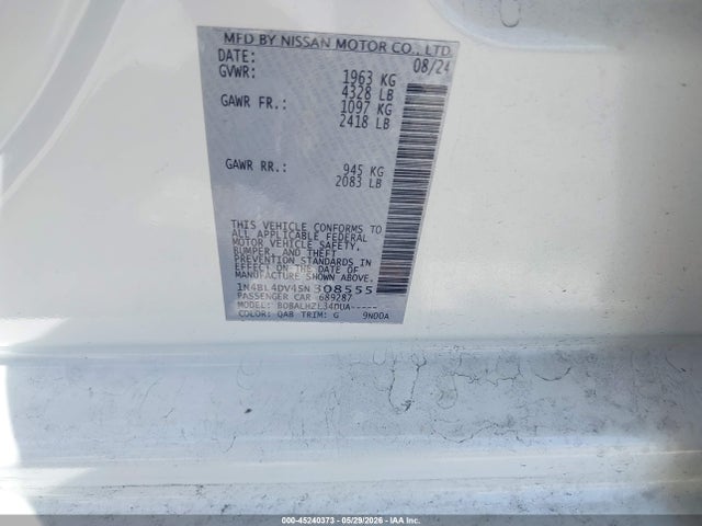 45240373 :رقم المزاد ، 1N4BL4DV4SN308555 vin ، 2025 Nissan Altima Sv Fwd مزاد بيع