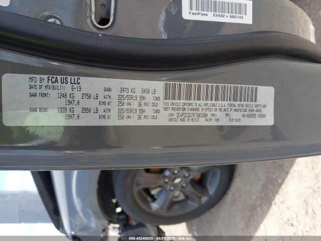 Продаж на аукціоні авто 2019 Dodge Journey Crossroad, vin: 3C4PDCGG7KT803384, номер лоту: 45240425