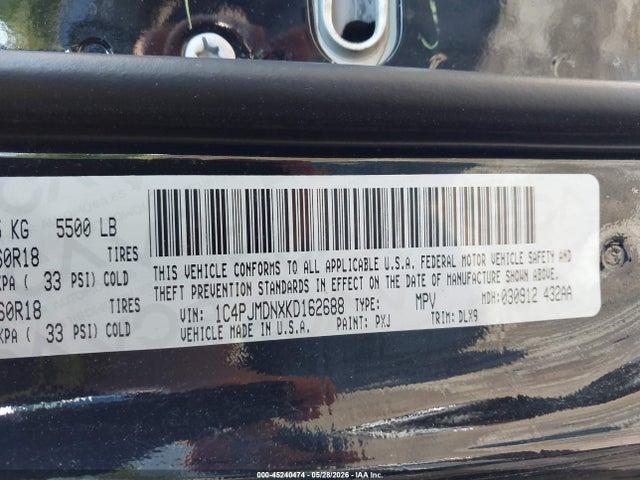 2019 Jeep Cherokee Limited 4x4 მანქანა იყიდება აუქციონზე, vin: 1C4PJMDNXKD162688, აუქციონის ნომერი: 45240474