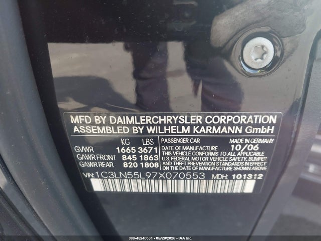 Aukcja sprzedaży 2007 Chrysler Crossfire, vin: 1C3LN55L97X070553, numer aukcji: 45240531