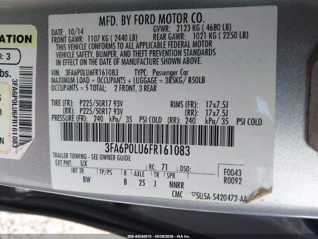 Aukcja sprzedaży 2015 Ford Fusion Hybrid Se, vin: 3FA6P0LU6FR161083, numer aukcji: 45240570
