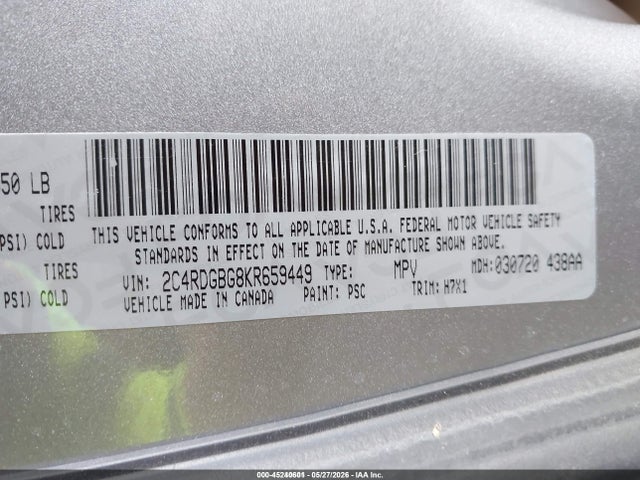 Dodge Grand Caravan Se 2019 2C4RDGBG8KR659449 Image 9