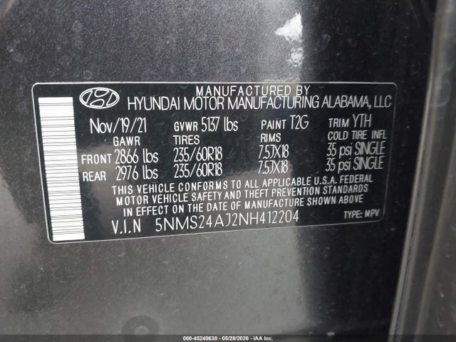 Hyundai Santa Fe Sel 2022 5NMS24AJ2NH412204 Image 9