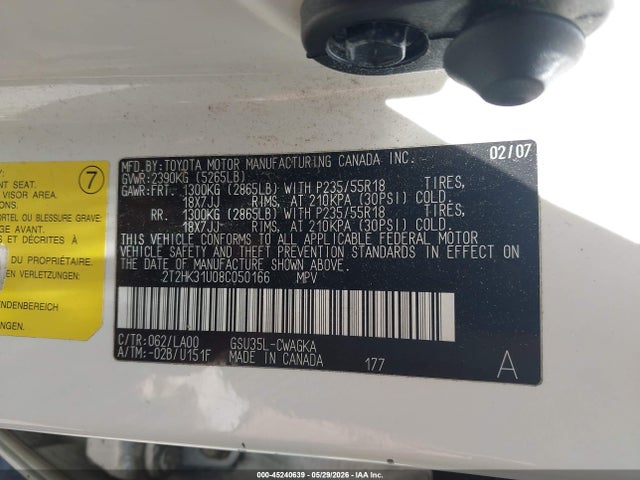 Продажа на аукционе авто 2008 Lexus Rx 350, vin: 2T2HK31U08C050166, номер лота: 45240639