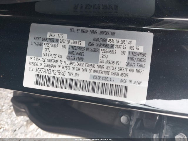 Aukcja sprzedaży 2018 Mazda Cx-5 Touring, vin: JM3KFACM9J1316446, numer aukcji: 45240640