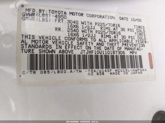 Продаж на аукціоні авто 2001 Lexus Rx 300, vin: JTJHF10U110187306, номер лоту: 45240668