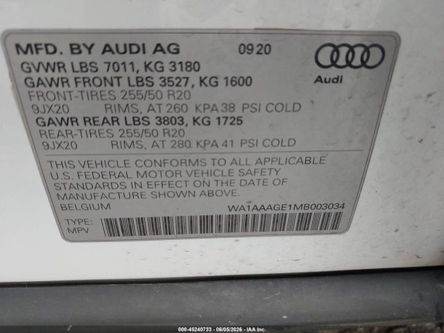 Audi E-tron Premium Quattro 2021 WA1AAAGE1MB003034 Image 9