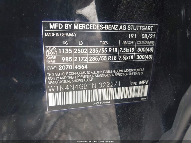 Aukcja sprzedaży 2022 Mercedes-benz Gla 250, vin: W1N4N4GB1NJ322271, numer aukcji: 45240738