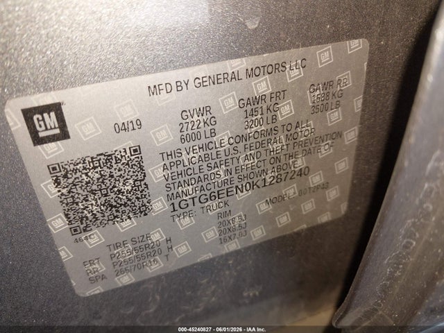 Aukcja sprzedaży 2019 Gmc Canyon Denali, vin: 1GTG6EEN0K1287240, numer aukcji: 45240827