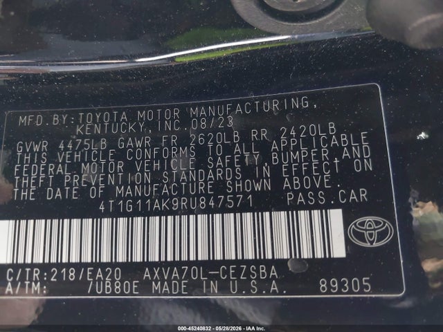 Toyota CAMRY SE 2024 4T1G11AK9RU847571 Image 9