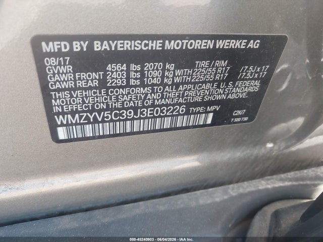 Aukcja sprzedaży 2018 Mini Countryman Cooper, vin: WMZYV5C39J3E03226, numer aukcji: 45240903