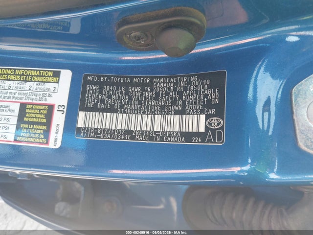 Aukcja sprzedaży 2010 Toyota Corolla S, vin: 2T1BU4EE3AC465758, numer aukcji: 45240916