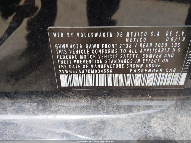 3VWG57AU7KM034556 Volkswagen Golf 1.4t S/1.4t Se