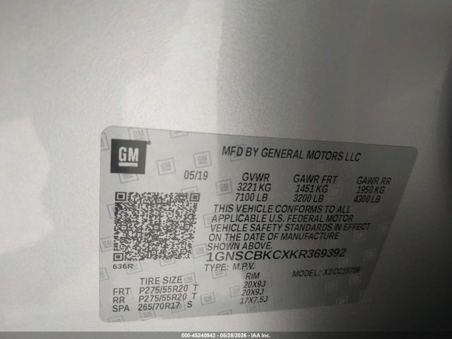 Chevrolet Tahoe Lt 2019 1GNSCBKCXKR369392 Image 9