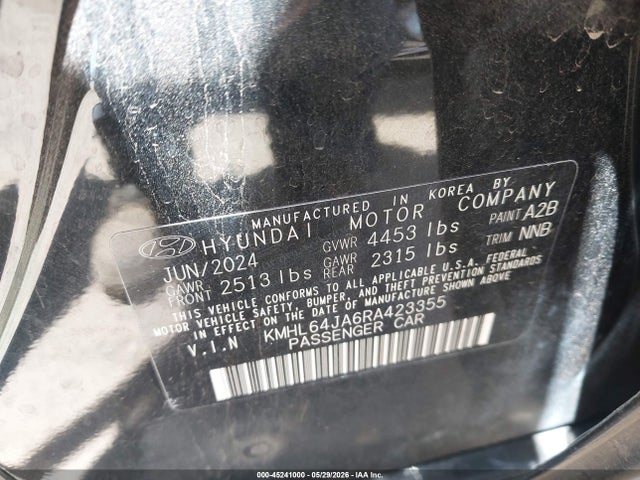 Aukcja sprzedaży 2024 Hyundai Sonata Sel, vin: KMHL64JA6RA423355, numer aukcji: 45241000