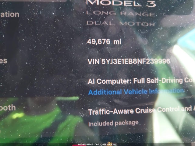 Tesla Model 3 Long Range Dual Motor All-wheel Drive 2022 5YJ3E1EB8NF239996 Image 14