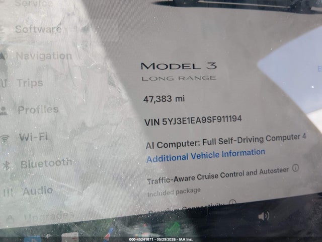 Aukcja sprzedaży 2025 Tesla Model 3 Long Range Rear-wheel Drive/standard Rear-wheel Drive, vin: 5YJ3E1EA9SF911194, numer aukcji: 45241071