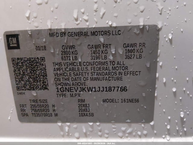 1GNEVJKW1JJ187766 Chevrolet Traverse Premier