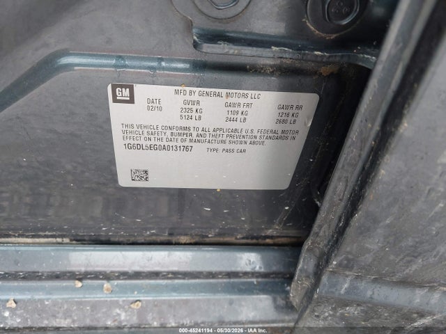 2010 Cadillac Cts Performance მანქანა იყიდება აუქციონზე, vin: 1G6DL5EG0A0131767, აუქციონის ნომერი: 45241194
