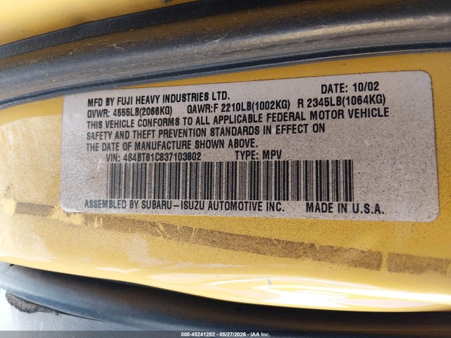 Продаж на аукціоні авто 2003 Subaru Baja, vin: 4S4BT61C837103802, номер лоту: 45241282