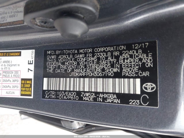 JTDKARFP0H3067190 Toyota Prius Prime Premium
