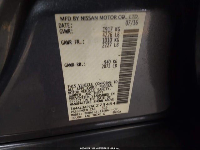 Nissan Altima 2.5 S 2016 1N4AL3AP2GC273464 Image 9