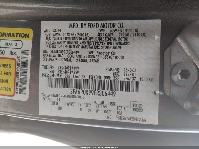 Ford Fusion Titanium 2014 3FA6P0K99ER306449 Image 9