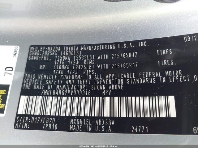 7MUFBABG2PV009946 Toyota Corolla Cross Hybrid Se