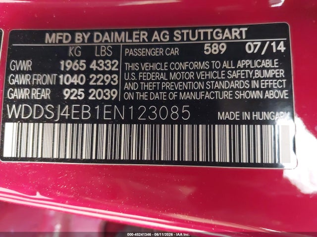 WDDSJ4EB1EN123085 Mercedes-Benz CLA 250