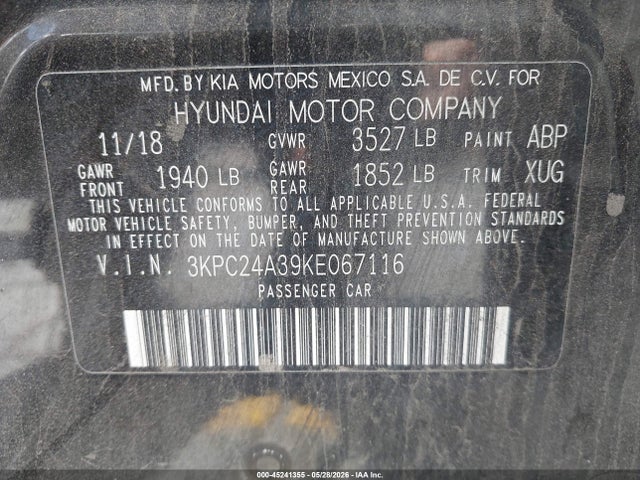 Hyundai ACCENT SE 2019 3KPC24A39KE067116 Image 9