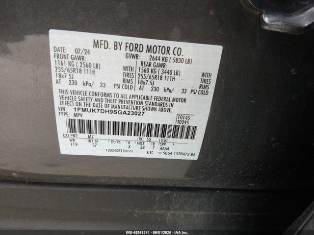 Ford Explorer Active 2025 1FMUK7DH9SGA23027 Image 9
