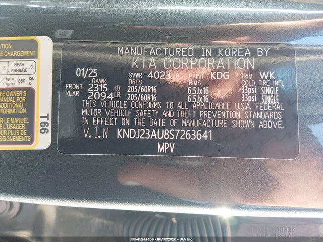 Продаж на аукціоні авто 2025 Kia Soul Lx, vin: KNDJ23AU8S7263641, номер лоту: 45241456