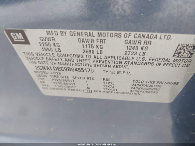 Продажа на аукционе авто 2011 Chevrolet Equinox 1lt, vin: 2CNALDEC9B6455179, номер лота: 45241473