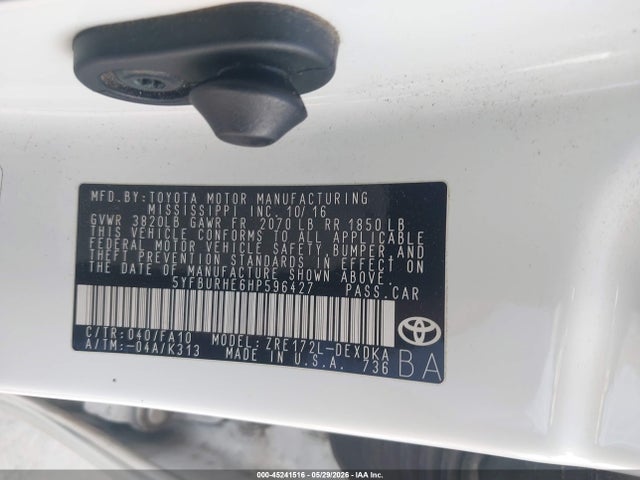 Aukcja sprzedaży 2017 Toyota Corolla L, vin: 5YFBURHE6HP596427, numer aukcji: 45241516